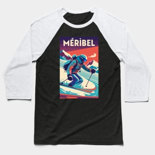 A Vintage Travel Art of Meribel - France Baseball T-Shirt